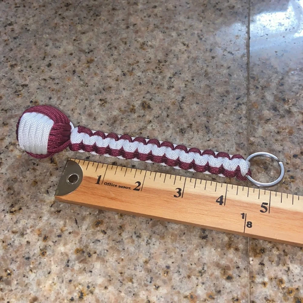 Red and White Paracord Keychain - Picture 1 of 1